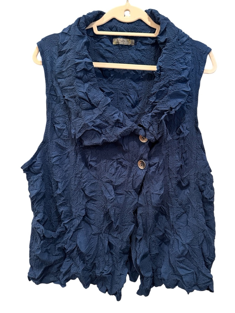 Chalet et Ceci Penny Vest Topper Crinkle Boho Funky Unique USA Made Sz L